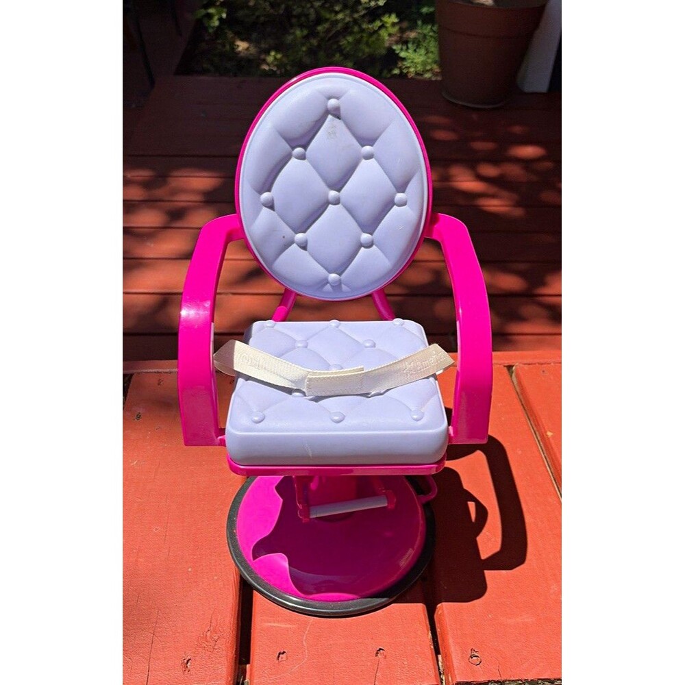 American Girl Pink & White Plastic Doll Chair Furniture with Round Base, 1-Piece